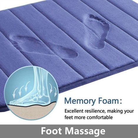 Tapis de bain Super absorbant en mousse à mémoire de forme,antidérapant,pour salle de bain,sol latéral - Bluish purple-A 40x60CM