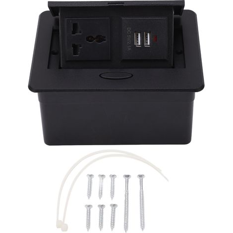 Bloc prise rétractable escamotable 2 ports USB, multiprise de bureau universel 250V, pour bureau école (1/5)