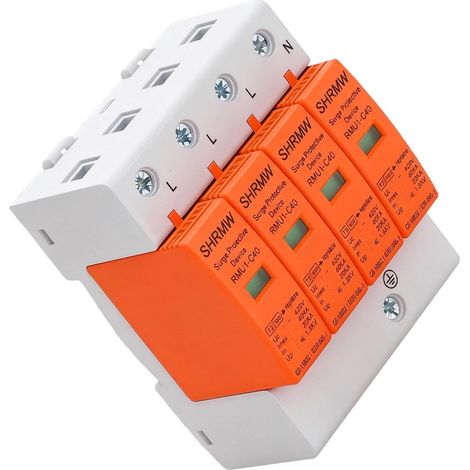 Parafoudre 4P 60KA 385V, Dispositif de Protection Contre Les Surtensions Type 2, Protection Électrique pour Tableau, Parafoudre 120KA pour Maison et Industrie (1/5)