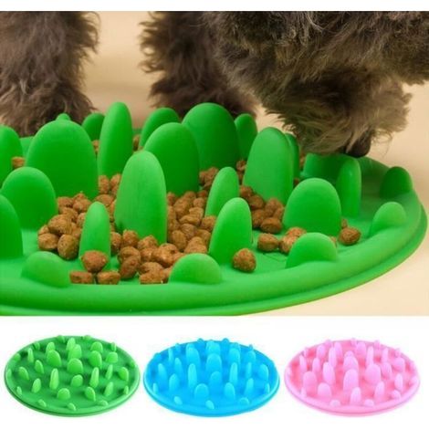 pair Chien Chat Chiot Gamelle Bol Voyage Antidérapant Anti Glouton Lente Alimentation - vert