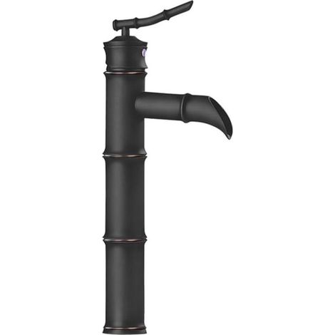 Bathroom Single Handle Faucets Modern Single Hole Bathroom Lavatory Vessel Sink Faucet, robinet d'eau chaude et à eau froideo, (Noir, 3D) (1/5)