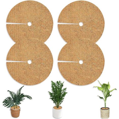 Tapis De Coco Plantes, 4 Pièces Disque de paillage Coco Fibre De Coco pour Plantes en Pot - Diamètre de 40 cm (1/5)