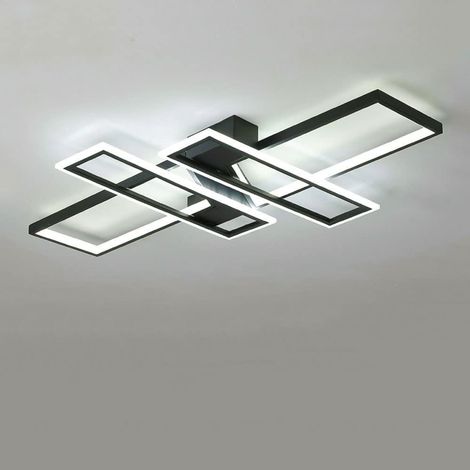 COMELY Lampadario moderno a LED per soggiorno, camera da letto, cucina, casa, plafoniere, telecomando, rettangolo, luci nere (1/5)