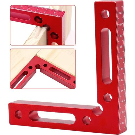 Serre-joint Équerres de positionnement à 90 degrés en alliage d'aluminium, carré de serrage 12 x 12 cm, pinces à angle droit, outil de menuiserie pour le serrage de boîtes, cadres et armoires d'étagèr (1/3)