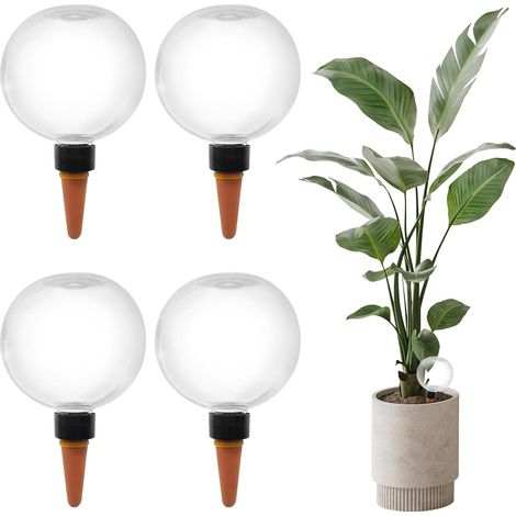 4 Pièces Distributeur Eau Plante 500 ML Matériau PP et Céramique Arrosage Automatique Intérieur et Jardin Idéal Vacances