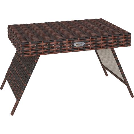 Table de jardin en rotin PE, table basse extérieure, résistante aux intempéries, dimensions 60x41x41 cm, couleur marron (1/5)