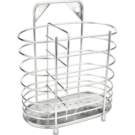 Portautensili da cucina in acciaio inox, scolaposate, organizer da appoggio per bacchette, cucchiai e forchette. (1/5)