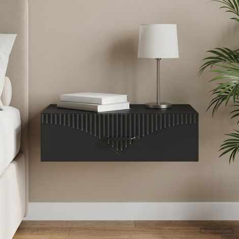 vidaXL Wall-Mounted Side Table 59 x 34.5 x 17 cm Engineered Wood Black (1/5)