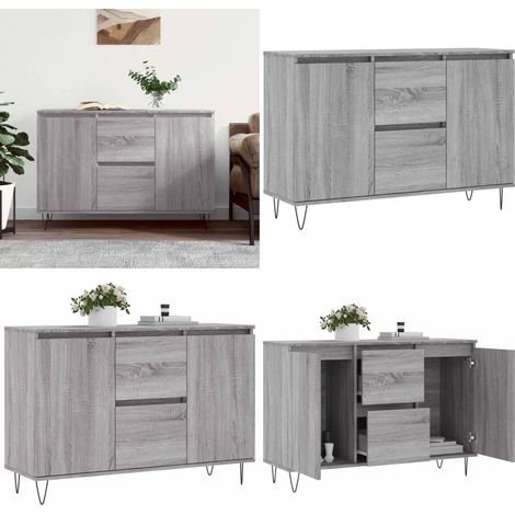 Sideboard Grau Sonoma 104x35x70 cm Holzwerkstoff - Schreibtisch - Wohnzimmermöbel - Sideboard - Grau Sideboard - Holzschrank - Home & Living (1/5)