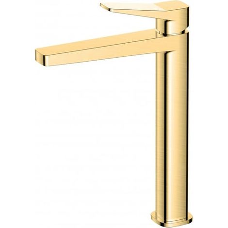 RAK Petit Square Brushed Gold Tall Basin Mixer Tap - RAKPES3003G (1/2)