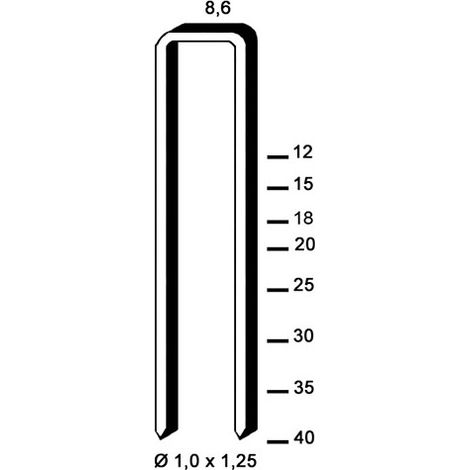 10 000 agrafes galvanisées H-40 - 8,6 x 40 x D. 1 x 1,25 mm - 6H-401 - Alsafix - -