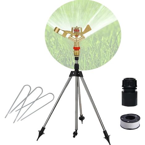 Arroseurs de Jardin,Arroseur Pelouse,Arroseur Jardin sur trépied télescopique en Laiton,Rotatifs Automatiques À 360 Degrés pour Cour, (B002) B002 - (1/5)