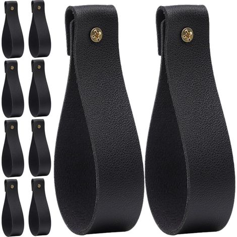 Lot de 10 crochets muraux de cuisine noirs avec lanière (1/5)