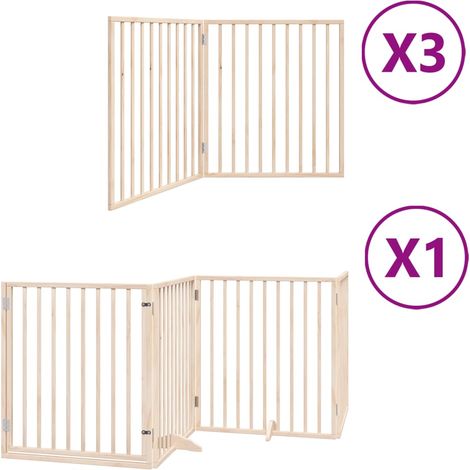 Barrière de sécurité pour chien animaux de compagnie porte pliable 10 panneaux bois de peuplier marron