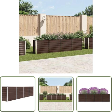 The Living Store Hochbeet 320 x 40 x 77 cm Verzinkter Stahl Braun - Hochbeet - Stahlhochbeet - Gartenmöbel - Terrassenmöbeln - Blumenerde (1/5)