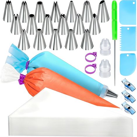 150 Pcs Poche A Douille Patisserie, Poche à Douille avec 18 Douille Patisserie, Poche A Douille Jetable, Poche A Douille Patisserie pour GâTeaux, PâTisseries Et Cupcakes (1/5)