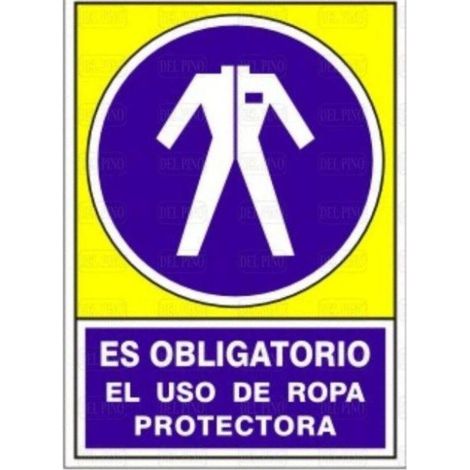 señal 643 plástico 345x245 ''obligatorio uso ropa protectora'' (1/2)