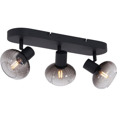 Rounded Ceiling Spotlight Black with Smoke Glass 3-Light - Teddy