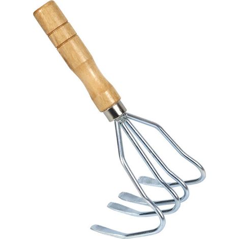 1PC Four Prong Rake Metal Rake Gardening Rake Tools Spring Prong Rake Cleaning Tool Tools Agricultural Tool Four Rake Cultivator in (1/5)