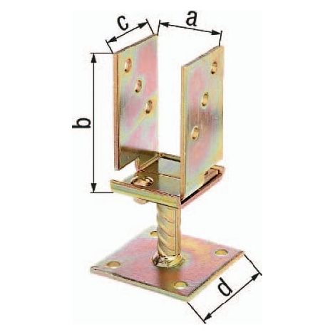 GAH  Alberts  U-Pfostenträger  71-131x110x70x100mm  TZN  breitenverstellbar,zum  Aufschr  -  214500 (1/3)