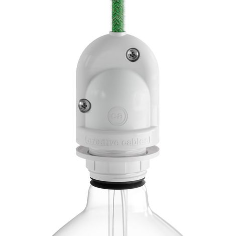 Außenlampenfassung E27 Weiß. IP65 (ausziehbar)