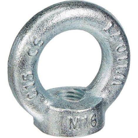 Anneau De Levage Femelle - Acier Zingué C15 - Filetage M14 - Norme DIN 582 - Charge De Travail 901 Kg - 1 Pièce (1/2)