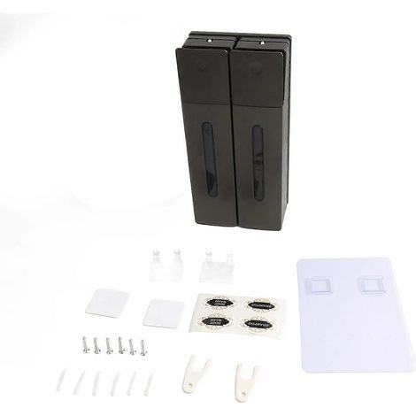 Distributeur de savon pour les mains 400 ml x 2, en ABS sûr, fixation murale sans perçage, avec fenêtre transparente pour séparer les compartiments. (1/4)