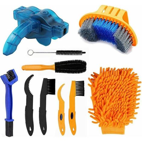 royaluxe - Ensemble de brosse de nettoyage de vélo, outil de brosse de nettoyage de vélo, outil de brosse de nettoyage de vélo, ensemble d'outils de nettoyage de chaîne de vélo, ensemble de brosse de (1/5)