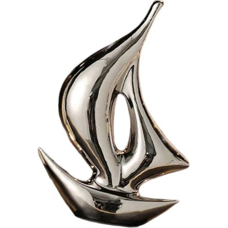 Moderne Segelboot-Skulptur, Dekorationsartikel, Segelbootfigur, Segelschiffstatue für den Hoteltisch-Silvery (1/5)