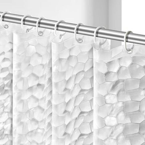 Duschvorhang-Einlage mit 12 Haken, schimmelresistent, antibakteriell, wasserdicht, 72 x 78 cm, halbtransparent