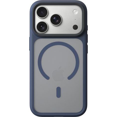 Coque magnétique compatible avec iPhone 18 Pro Max, transparente givrée, bouton appareil photo IA, anti-chute, bleu foncé. (1/5)