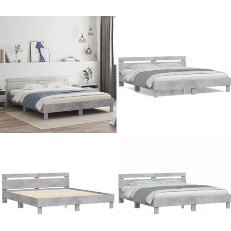 Bettgestell mit Kopfteil Betongrau 180x200 cm Holzwerkstoff - Beton Grau - Holzrahmen - Massivholzbette - Boxspringbett - Lattenrost - Home & Living (1/5)