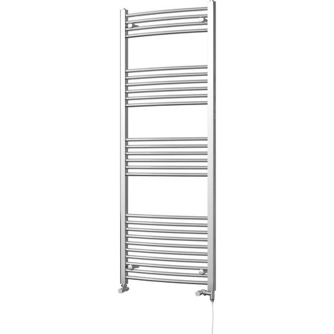 Zennor - Chrome Dual Fuel Towel Rail H1600mm x W600mm Standard - Curved (1/3)