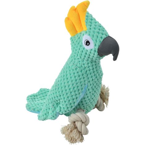 Peluche perroquet Pablo avec une corde, idéale pour jouer avec les chiens. (1/4)