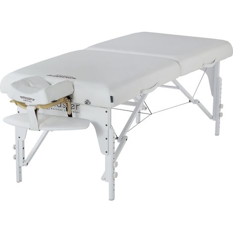 Table de Massage Mobile Pliable 79 cm Banc de Massage Chaise Longue Portable Beauté Bed Pieds en Bois Blanc Neige (1/5)