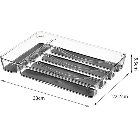 Organisateur de tiroir transparent en PET, séparateur de rangement pour ustensiles de cuisine - Rangement pour pinceaux de maquillage, bureau et salle de bain - Boîte de rangement verticale