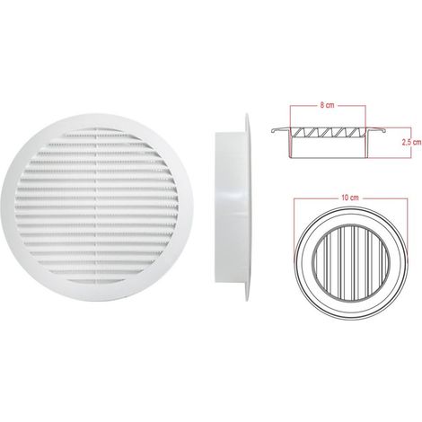 Griglia di Ventilazione Rotonda Griglia Aerazione In Plastica D100mm Foro 80mm Made In Italy
