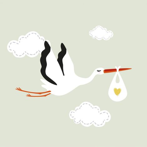 Tableau sur toile cigogne 30x30 cm - Impression sur Toile Murale Décorative - Image imprimée en HD sur Toile - Toile sur Châssis en Bois FSC - Fabriqué en France (1/4)
