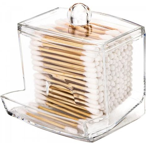 Boîte transparente pour cotons-tiges, 8,578 cm, 1 pièce, pour une utilisation domestique sur bureau. (1/5)
