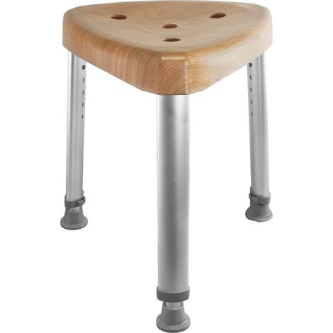 Tabouret de douche Wood FISHTEC réglable hauteur effet bois (1/5)