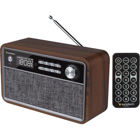 RADIO RETRO SUNSTECH RPBT500WD MADERA - 23W RMS - FM - BT 4.2 - RELOJ Y ALARMA - USB/SD/AUX-IN - MP3 - MANDO A DISTANCIA - MICRO USB CARGA - 1800MAH (1/4)
