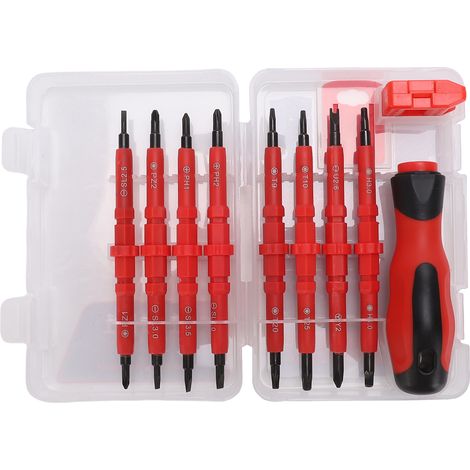 Ortviai Kit de 18 outils d'électricien avec bits CRV, manche antidérapant, boîtier de rangement, pour maison et atelier