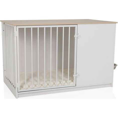 Cage pour chien / cage pour chiens PAWHOME XL 102x59,8x65,3 cm blanc/chêne hjh LIVING