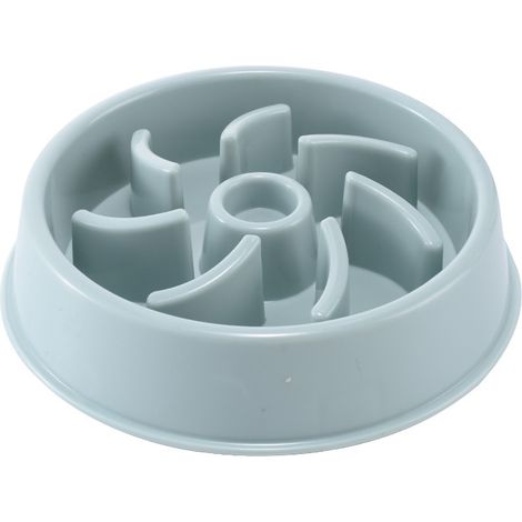 Cuenco anti-gluping, apto para perros y gatos, favorece una alimentación sana y una digestión lenta, apto para animales pequeños, medianos y grandes, color azul.