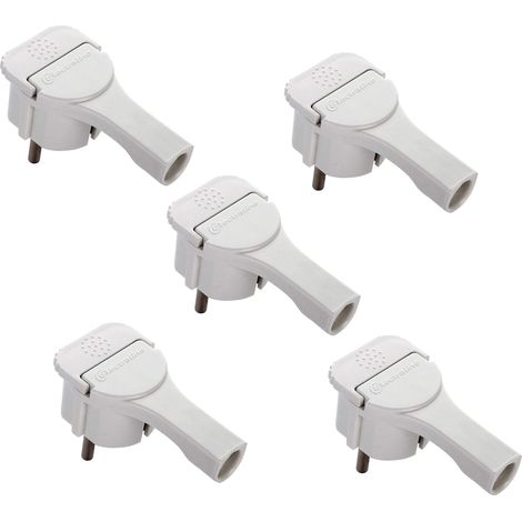 Electraline 92399 Confezione da 5 Spine Schuko, Piatta, Bianco (1/2)