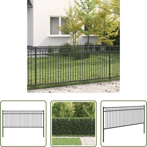 vidaXL Außenzaun - Spitzenzaun Schwarz 200 x 130 cm Pulverbeschichteter Stahl (1/5)
