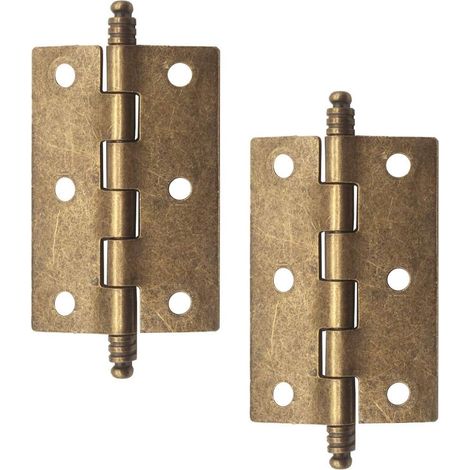 Juego de 2 bisagras metálicas con aspecto de bronce antiguo, 8,35 x 4,4 cm, material hierro. (1/4)