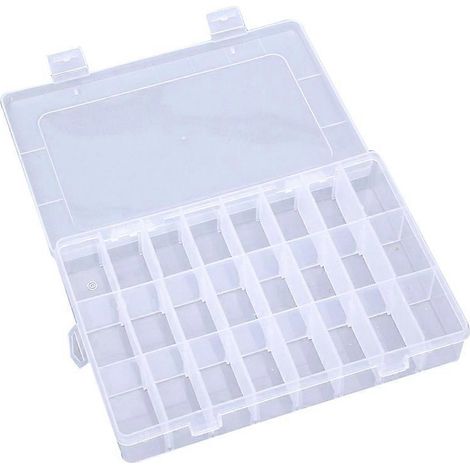 Petite boîte de rangement en plastique à 24 compartiments, boîte à bijoux, boîte à ongles, boîte d'emballage pour médicaments, étui multifonctionnel pour pièces (blanc transparent)-19.5133.5cm-As Show (1/3)