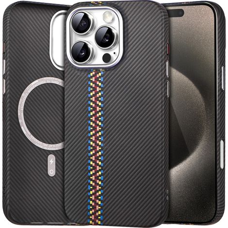 Funda para iPhone 15 Pro Max, fibra de carbono MagSafe, negra (1/5)