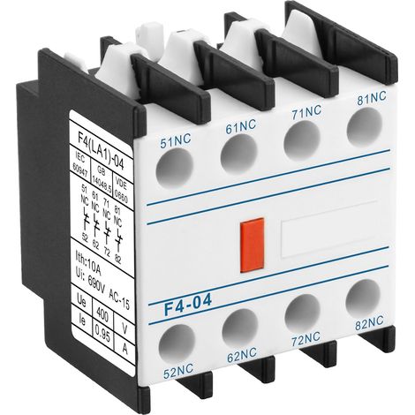 Blocs de contact auxiliaires pour contacteur AC, F4-04, 4 pôles, 4 contacts NC, montage avant, connexion à vis, compatible avec les contacteurs AC série CJX2 (1/5)